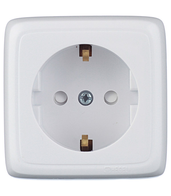 Розетка Hegel Alfa накладная белая со шторками (РА16-114)