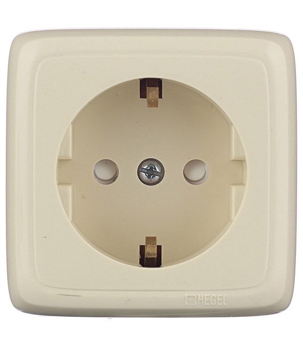 Розетка Hegel Alfa накладная слоновая кость со шторками (РА16-114-01)