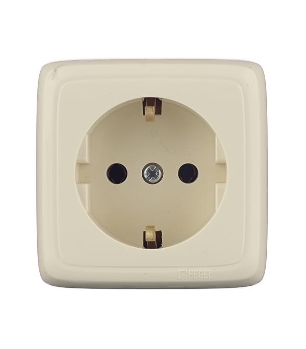 Розетка Hegel Alfa накладная слоновая кость с изолирующей пластиной (РА16-113-01)