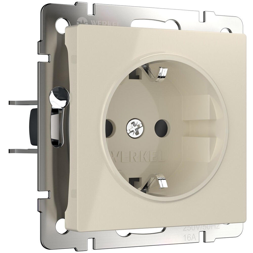Розетка Werkel встраиваемая слоновая кость со шторками (a051480)