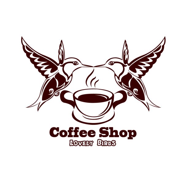 Coffee Shop Lovely Birds Logo